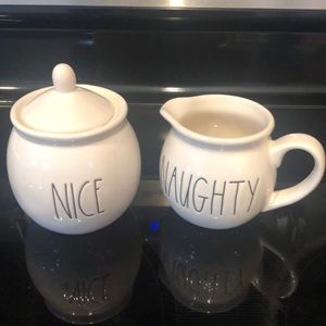 Rae Dunn NAUGHTY & NICE Creamer and Sugar Bowl
